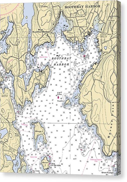 Boothbay Harbor-Maryland Nautical Chart Canvas Print
