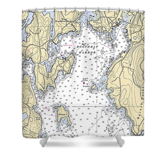 Boothbay Harbor Maryland Nautical Chart Shower Curtain