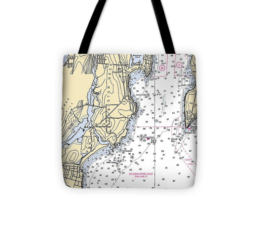 Boston Neck Rhode Island Nautical Chart Tote Bag