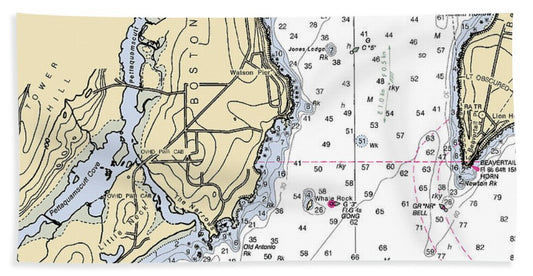 Boston Neck-rhode Island Nautical Chart - Bath Towel
