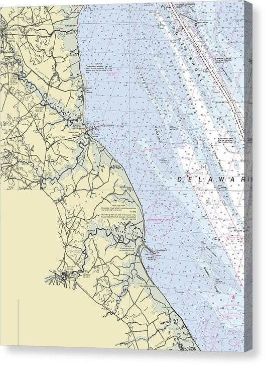 Bowers Beach Delaware Nautical Chart Canvas Print