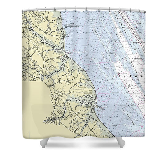 Bowers Beach Delaware Nautical Chart Shower Curtain
