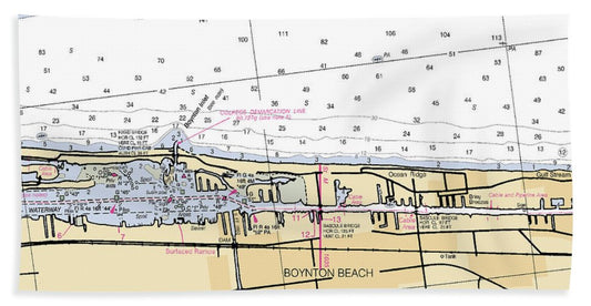 Boynton-beach -florida Nautical Chart _v6 - Bath Towel