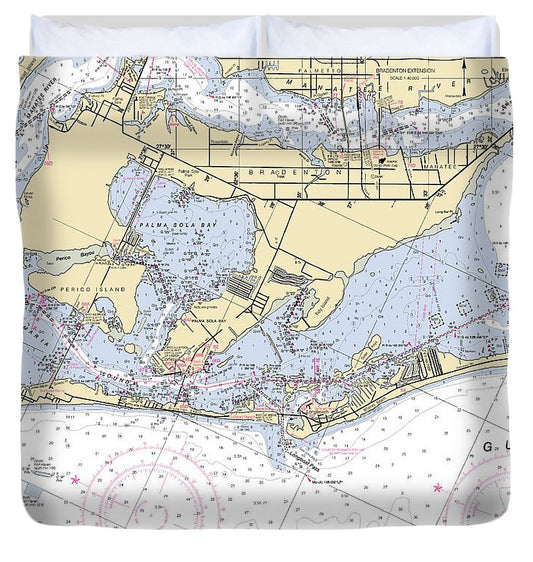 Bradenton  Florida Nautical Chart _V6 Duvet Cover