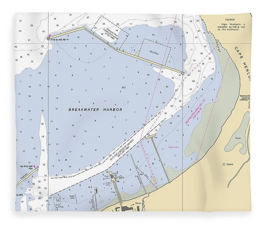 Breakwater Harbor Delaware Nautical Chart Blanket