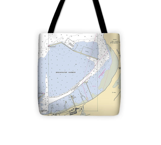 Breakwater Harbor Delaware Nautical Chart Tote Bag