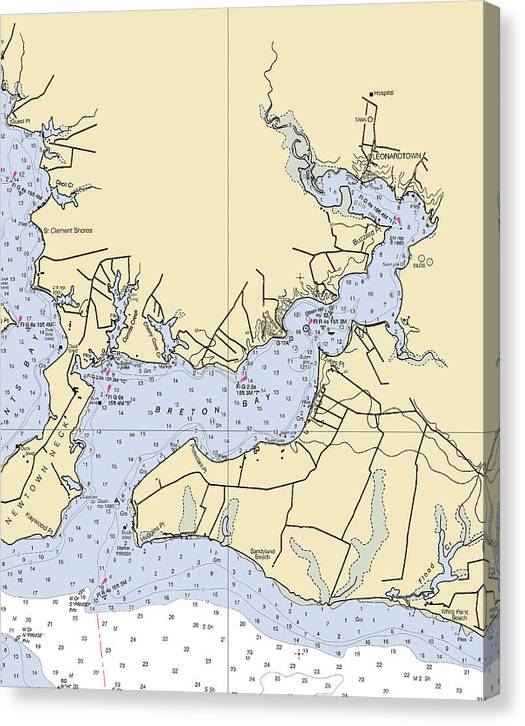 Breton Bay-Maryland Nautical Chart Canvas Print