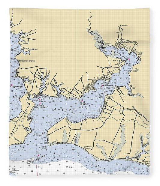 Breton Bay Maryland Nautical Chart Blanket