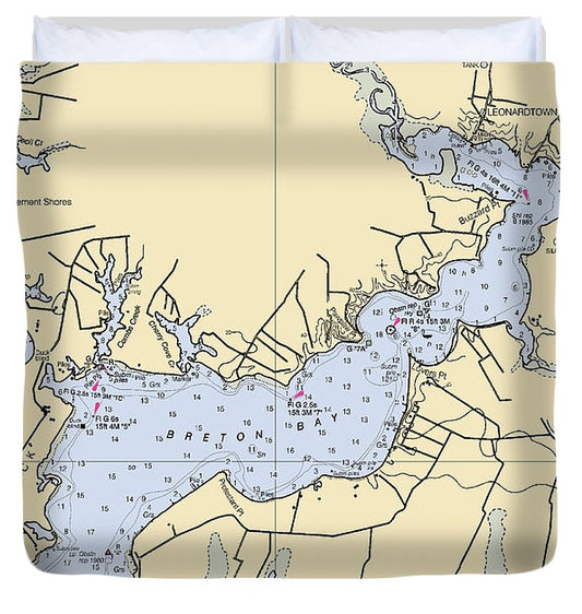 Breton Bay Maryland Nautical Chart Duvet Cover
