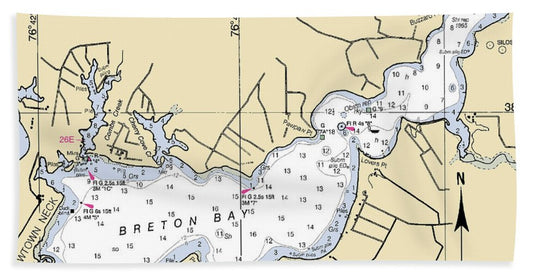 Breton Bay -maryland Nautical Chart _v2 - Beach Towel