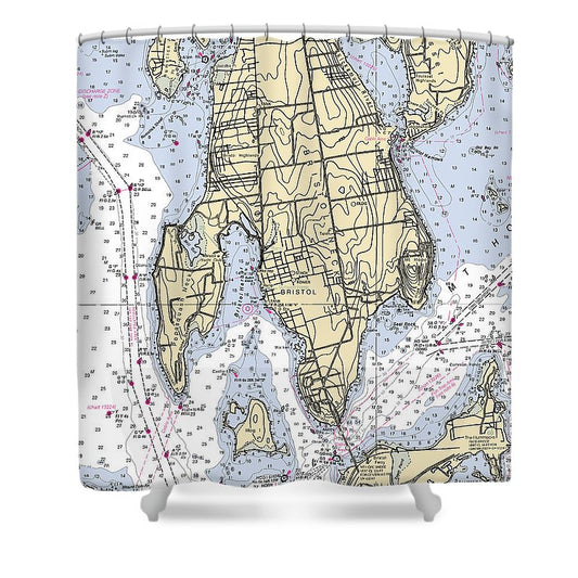Bristol Neck Rhode Island Nautical Chart Shower Curtain