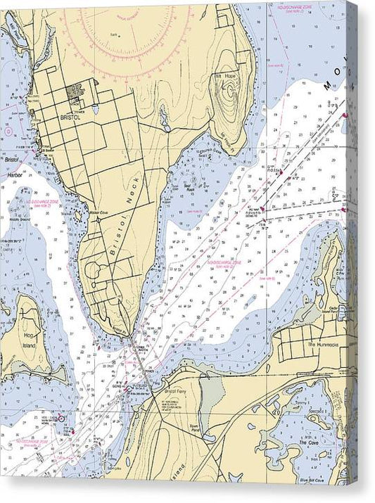 Bristol Neck -Rhode Island Nautical Chart _V2 Canvas Print
