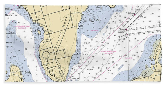 Bristol Neck -rhode Island Nautical Chart _v2 - Beach Towel