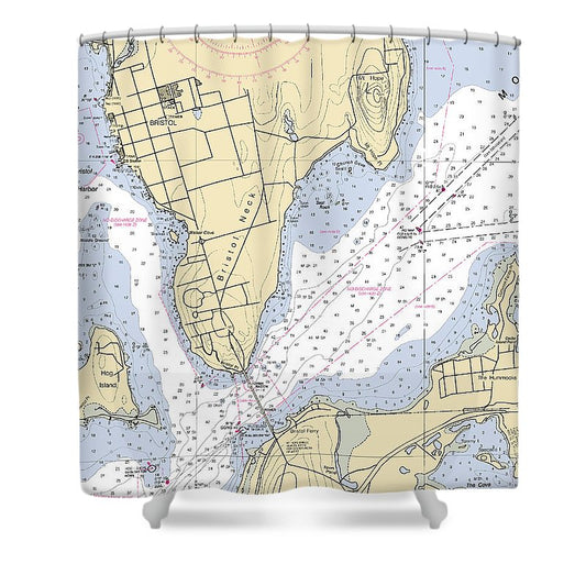 Bristol Neck  Rhode Island Nautical Chart _V2 Shower Curtain
