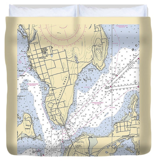 Bristol Neck  Rhode Island Nautical Chart _V2 Duvet Cover