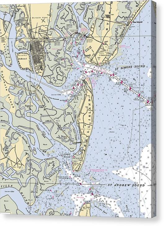 Brunswick-Georgia Nautical Chart Canvas Print