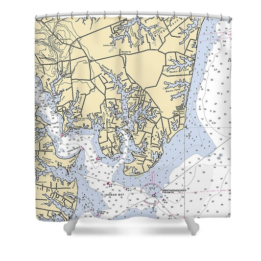 Bull Neck Virginia Nautical Chart Shower Curtain