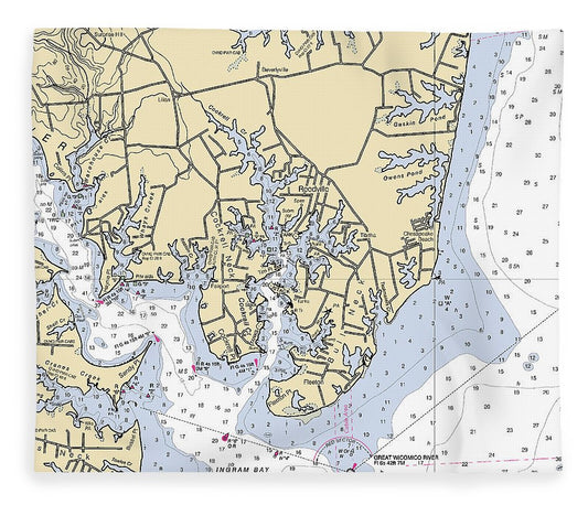 Bull Neck Virginia Nautical Chart Blanket