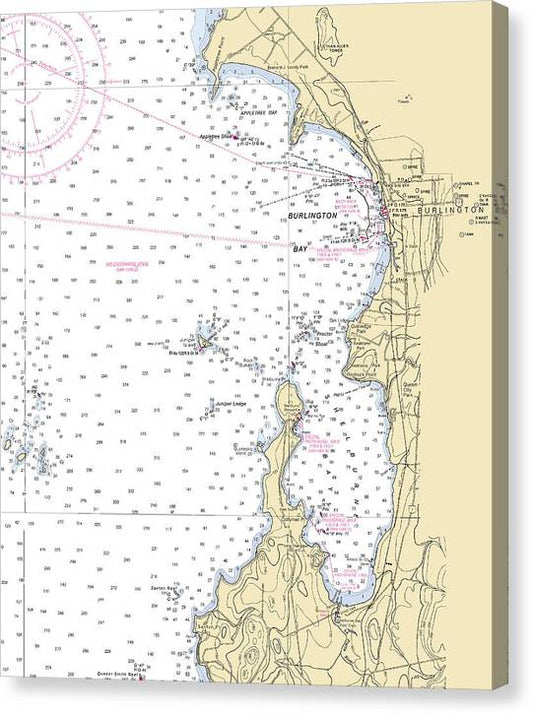 Burlington Shelburne Bay-Lake Champlain  Nautical Chart Canvas Print