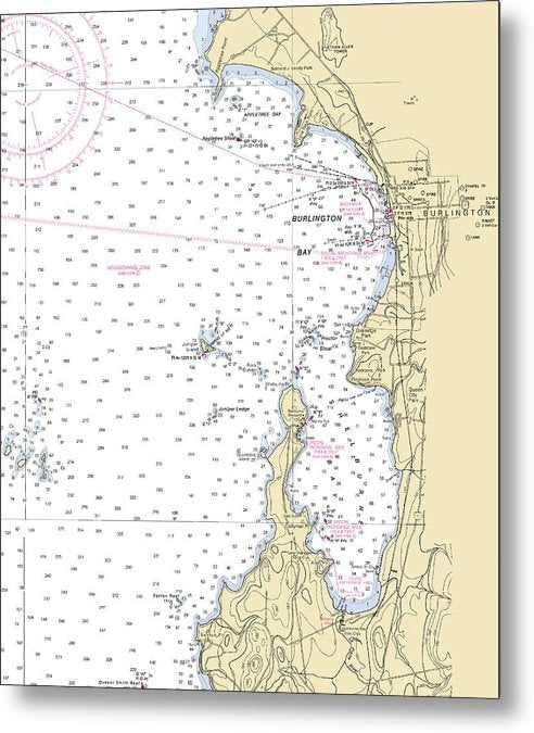 A beuatiful Metal Print of the Burlington Shelburne Bay-Lake Champlain  Nautical Chart - Metal Print by SeaKoast.  100% Guarenteed!