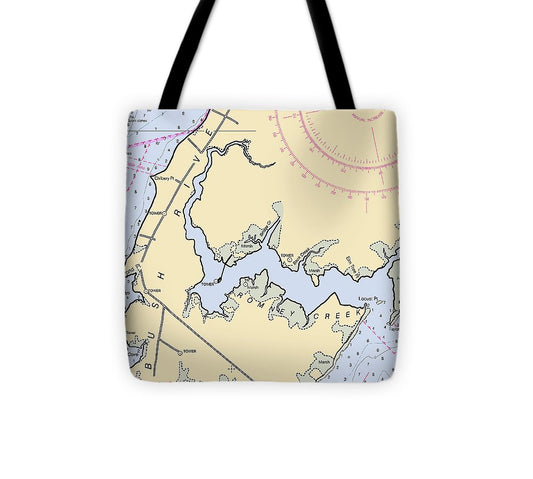 Bush River Maryland Nautical Chart Tote Bag