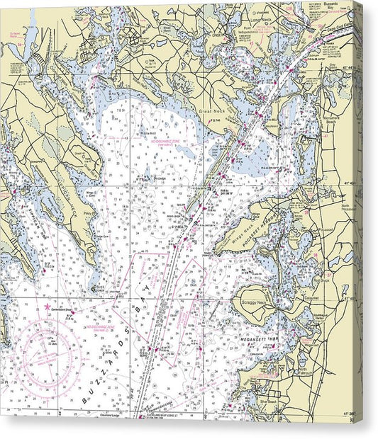 Buzzards Bay Massachusetts Nautical Chart Canvas Print
