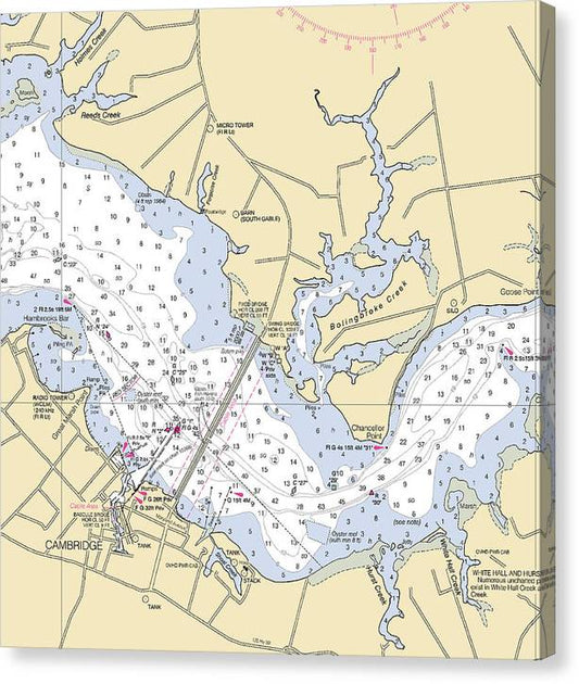 Cambridge -Maryland Nautical Chart _V2 Canvas Print