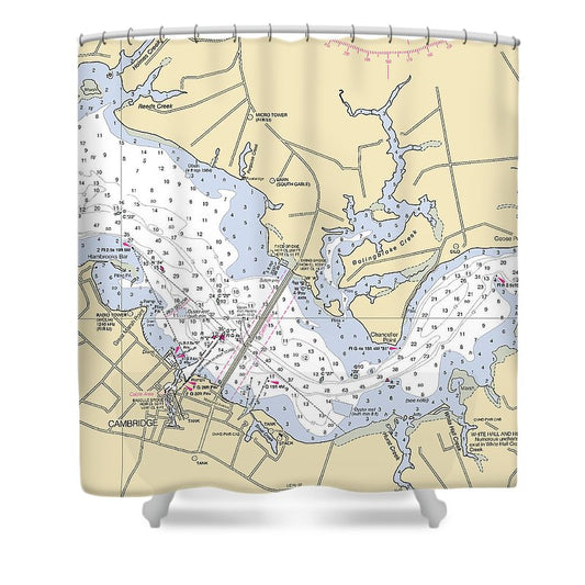 Cambridge  Maryland Nautical Chart _V2 Shower Curtain