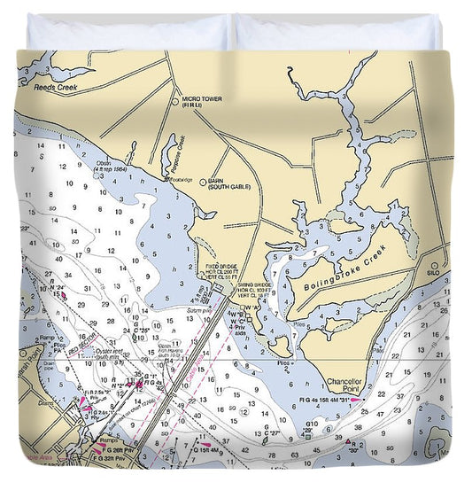 Cambridge  Maryland Nautical Chart _V2 Duvet Cover