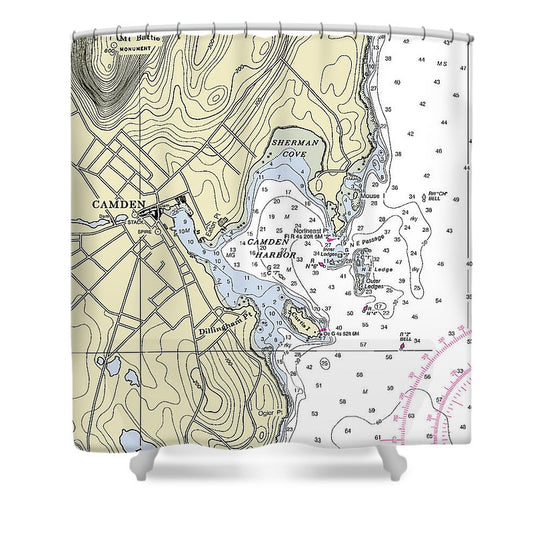 Camden Maine Nautical Chart Shower Curtain