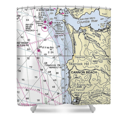 Cannon Beach Oregon Nautical Chart Shower Curtain
