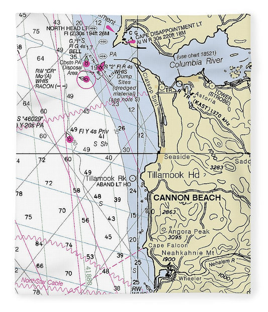 Cannon Beach Oregon Nautical Chart Blanket
