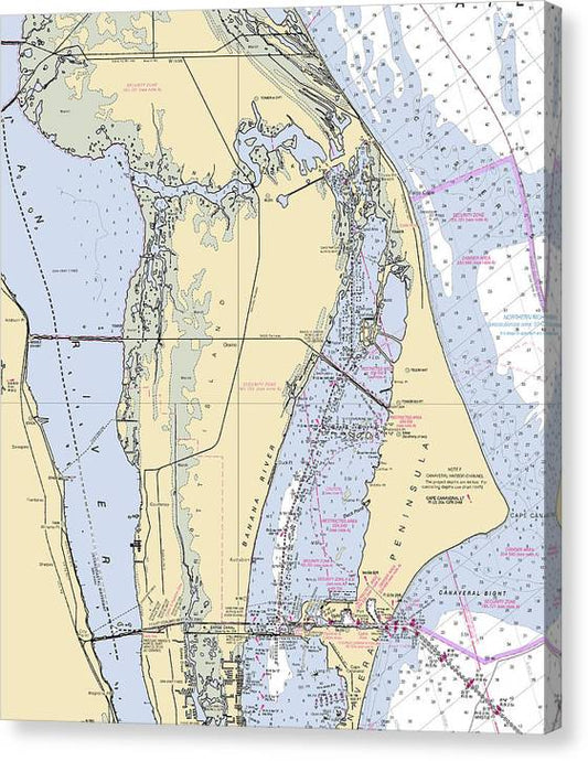 Cape Canaveral  -Florida Nautical Chart _V1 Canvas Print