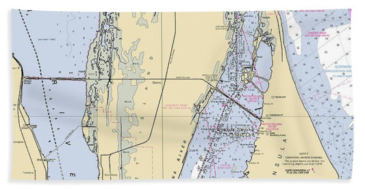 Cape Canaveral  -florida Nautical Chart _v1 - Beach Towel