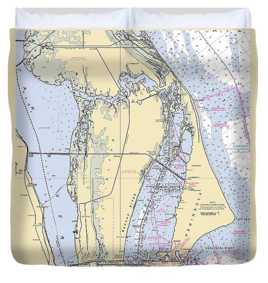 Cape Canaveral   Florida Nautical Chart _V1 Duvet Cover
