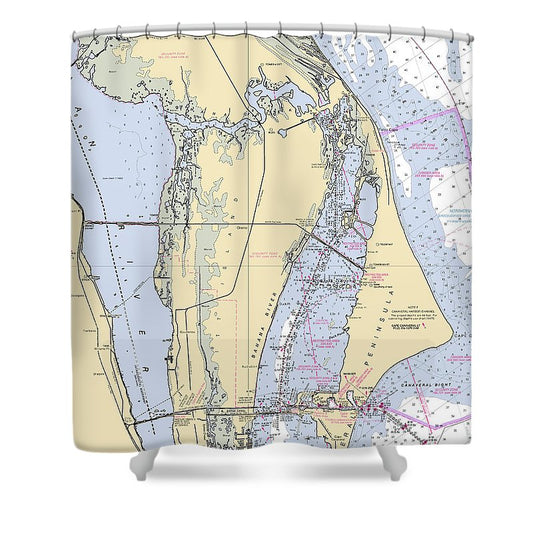 Cape Canaveral   Florida Nautical Chart _V1 Shower Curtain