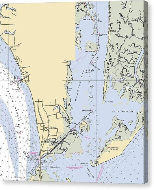 Cape Charles -Virginia Nautical Chart _V3 Canvas Print