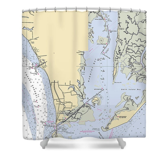 Cape Charles  Virginia Nautical Chart _V3 Shower Curtain