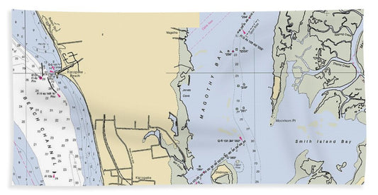 Cape Charles -virginia Nautical Chart _v3 - Beach Towel