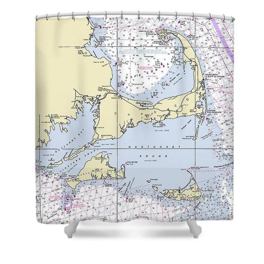 Cape Cod And The Islands Massachusetts Nautical Chart Shower Curtain