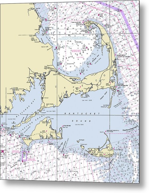 A beuatiful Metal Print of the Cape Cod And The Islands Massachusetts Nautical Chart - Metal Print by SeaKoast.  100% Guarenteed!