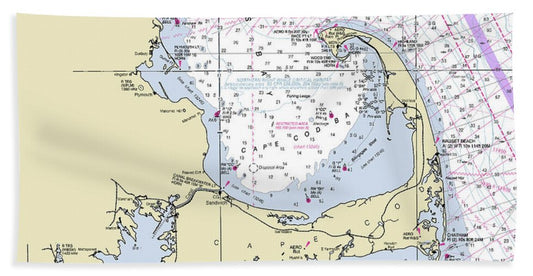 Cape Cod and The Islands Massachusetts Nautical Chart - Beach Towel