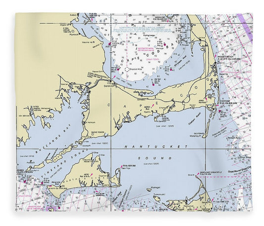 Cape Cod And The Islands Massachusetts Nautical Chart Blanket