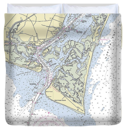 Cape Fear North Carolina Nautical Chart Duvet Cover