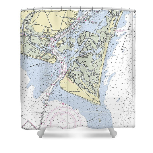 Cape Fear North Carolina Nautical Chart Shower Curtain