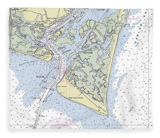 Cape Fear North Carolina Nautical Chart Blanket