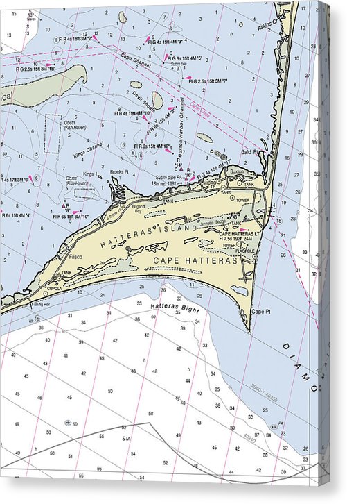 Cape Hatteras North Carolina Nautical Chart Canvas Print