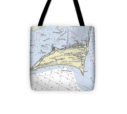 Cape Hatteras North Carolina Nautical Chart Tote Bag