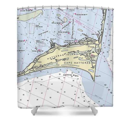 Cape Hatteras North Carolina Nautical Chart Shower Curtain