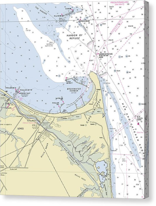 Cape Henlopen Delaware Nautical Chart Canvas Print